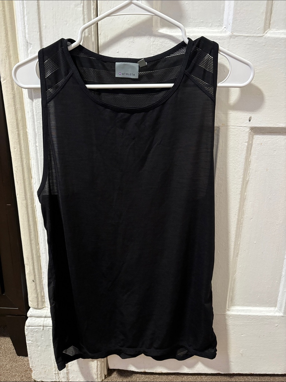 Athleta Black Mesh-Panel Athletic Tank Top